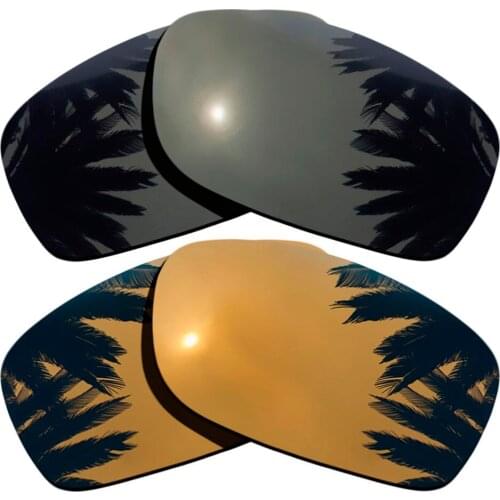 Black+Bronze Gold Mirrored Coating) 2-Pairs Polarized Replacement Lenses for Fives Squared 100% UVA & UVB Protection