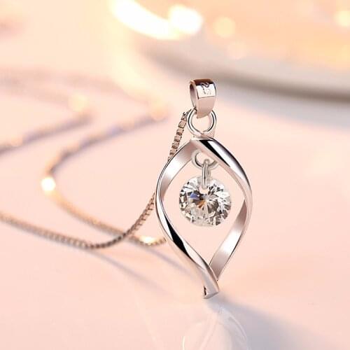 Zircon Twist Necklace Korean Fashion Silver Plated Necklace Pendant For Women Without Chain Necklaces & Pendants Jewelry S50
