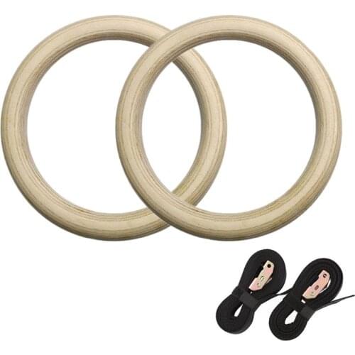 1pcs 28 mm /32 mm Wooden Gymnastic Rings Fitness Heavy Duty Gym Training Ring Equipment for Cross-Training