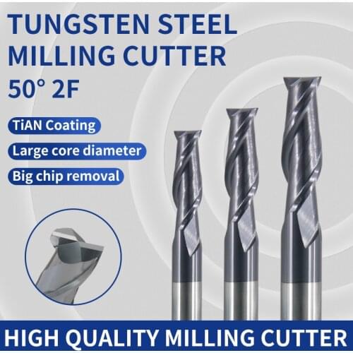 Milling Cutter HRC50 2 Flute 1mm 3mm 6mm 8mm 12mm 20mm Alloy Carbide Milling Tungsten Steel Milling Cutter End Mill CNC Machines