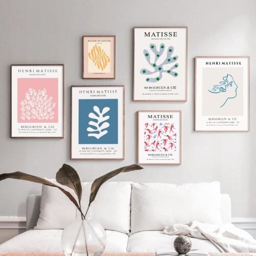 Picasso Matisse Line Girl Coral Leaf Abstract Art Canvas Painting Nordic Posters And Prints Wall Pictures For Living Room Decor