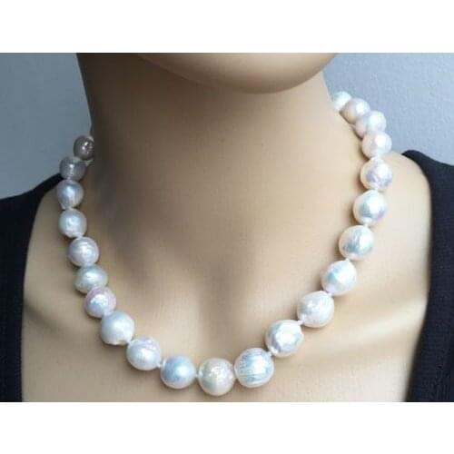 Classic 12-13MM 18inch south sea natural baroque white pearl necklace