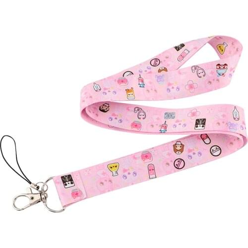 JF1017 Rabbit Doctor Medical Nurse Creative Pink Lanyard Badges ID Lanyards Cell Phone Rope Key Lanyard Neck Straps Accessories