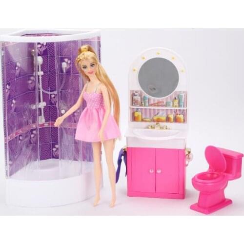 Princess furniture for barbie doll house barbie bathroom dollhouse accessories compositions containing shower toilet grooming