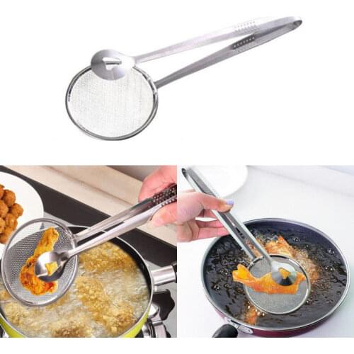 Multi-functional Filter Colander Strainer Spoon With Clip Food Kitchen Oil-Frying BBQ Filter Stainless Steel Kitchen Tools