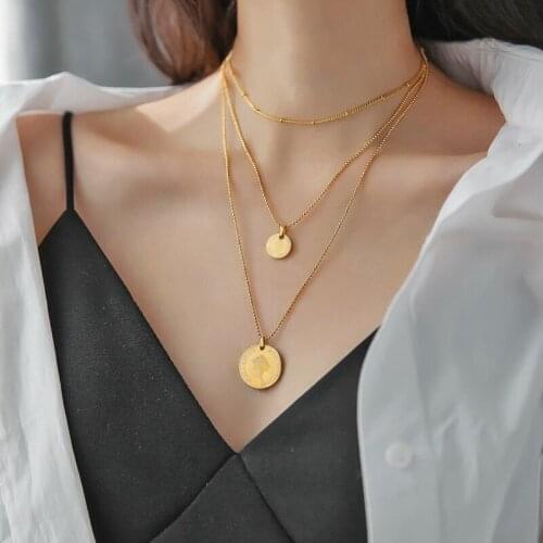 Multilayer Coin Necklace For Women Choker Vintage Gold Color Necklace Gift For Girl Pendant Necklace Jewelry 2021 New Trendy