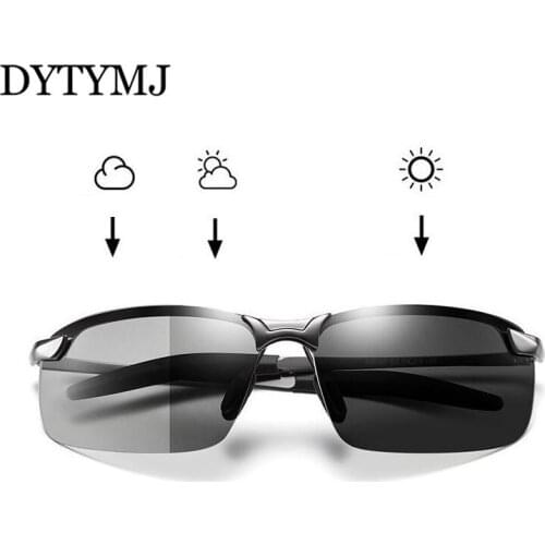 DYTYMJ Photochromic Sunglasses Men Polarized Chameleon Glasses Male Change Color Sun Glasses Day Night Vision Drivers Eyewear