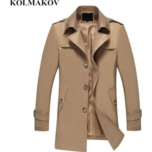 KOLMAKOV 2020 Mens Trench Coat Men Fashion Jackets Coats Mens Windbreaker Slim High Quality Khaki Casual Outerwear M-4XL