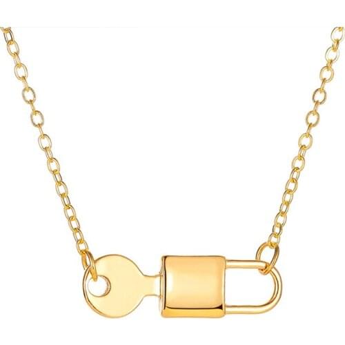 Creative Key Lock Metal Pendant Necklace Fashion Simple Gold Silver Color Clavicle Chain Charming Women Party Jewelry Gift