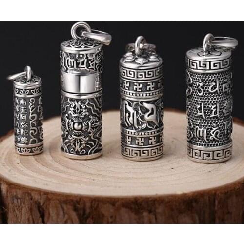 NEW 100% 999 Silver Tibetan Gau Box Pendant Necklace Pure Silver Budhhist Vajra OM Mani Padme Hum Box Pendant Six Words Pendant