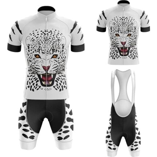 Leopard New Cycling Jersey Set Short Sleeve Bike Clothing Bib Shorts Gel Breathable Pad Maillot Ciclismo Hombre