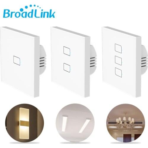 2021 New Broadlink TC3 1/2/3 Gang EU Wall Touch Panel Light Switch 433MHz Wireless Control Via S3 hub For Smart Home Automation