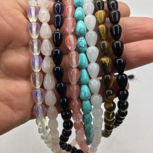 Eruifa 10pcs 6*10mm Tear semi precious stone Charms Pendant Jewelry DIY Earring Necklace 8 colors