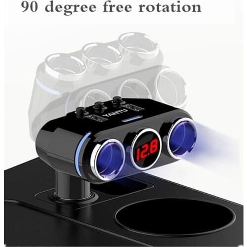Cigarette Lighter One for Three New Car Charger Multi-function Digital Display