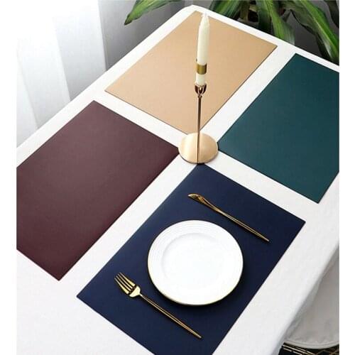 Rectangle Tableware Pad Placemat Table Mat PU Leather Heat Insulation Non-Slip Placemats Disc Coaster Placemat for Dining Table