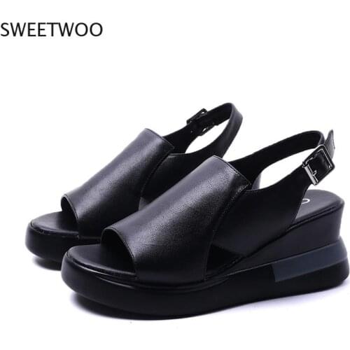 Summer New Fashion Womens Sandals 2021 Sports Flat Bottomed Casual Mid-Heel Wedge Solid Color Women Shoes Platform Sandals
