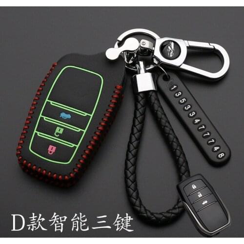 For Toyota Hilux Fortuner Land Cruiser Camry Luminous leather Remote Key Case Fob Shell Cover Skin Holder 3 Button 2017 2018