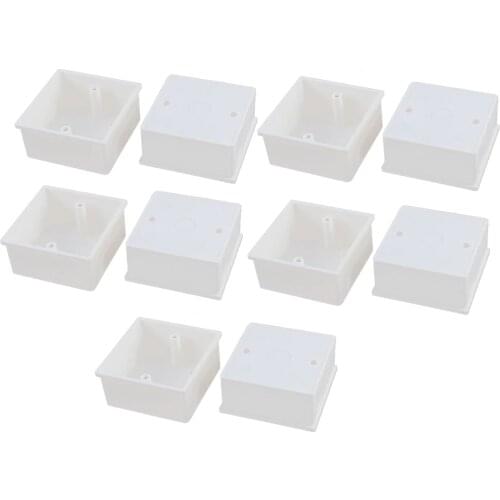 UXCELL Hot 10Pcs 86X86X40mm Mount Back Box White PVC Single Gang Wiring Mount Back Box For Wall Socket Home Office Surface Type