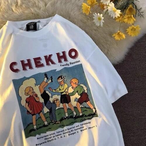 Fun Game Comics Vintage T Shirts 100%Cotton Women Kawaii Tees Oversized Summer Tops 2021 New Harajuku Teens Girls Plus Size Tops