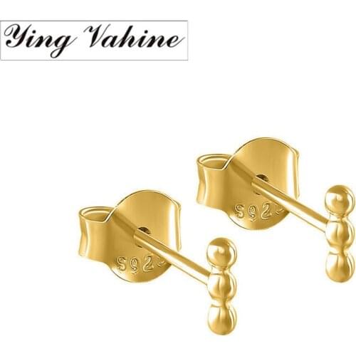 Ying Vahine 100% 925 Sterling Silver Straight Small Stud Earrings for Women