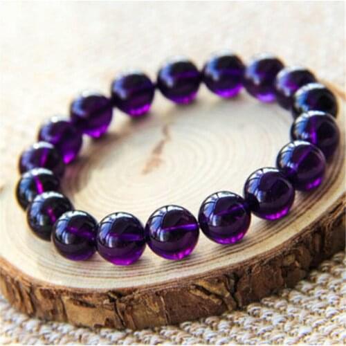 13mm Genuine Natural Deep Purple Quartz Stretch Bracelet For Women Femme Charm Transparent Crystal Round Beads Bracelet 2018 New