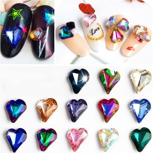 8X9mm 10 pcs Nail Art Heart Diamond Jewelry Pointed Bottom Shaped Peach Heart Shape Diamond Nail Decoration Jewelry Stones