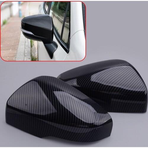 2pcs Carbon Fiber Style Black Door Side Wing Rearview Mirror Cover Cap Trim ABS Fit For Subaru XV Crosstrek 2018 2019 2020
