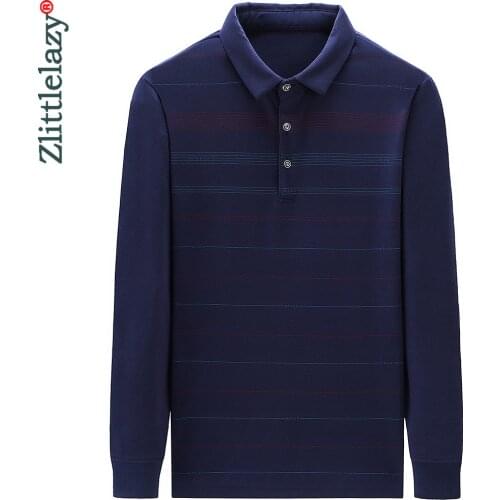 2020 Thick Winter Warm Polo Tee Shirt Men Casual Striped Mens Clothing Polos Shirts Mens Fashion Slim Fit Poloshirt Tops 90812
