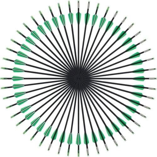 6/12pcs Fiberglass Arrows 31inch Diameter 6mm 3Inch 2 Green 1 White Arrow Feather for Recurve/Compound Bows Archery Hunting