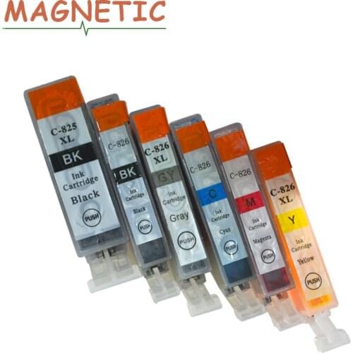 6Color For Canon PIXMA MG5180 MG5280 MG6180 MG8180 IP4880 IP4980 IX6580 MX888 825 826 6pcs For Canon PGI825 Ink Cartridge