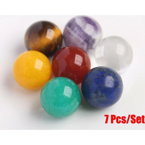 7 Pcs Rare Natural Quartz Magic Gemstone Sphere Crystal Reiki Healing Ball Stone