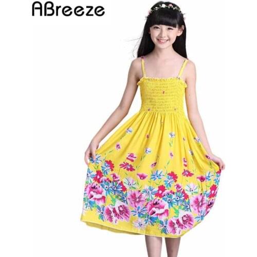 New 2-11T summer children girls dresses Style necklace long kids beach dresses bohemian sundress big teenage girls costumes