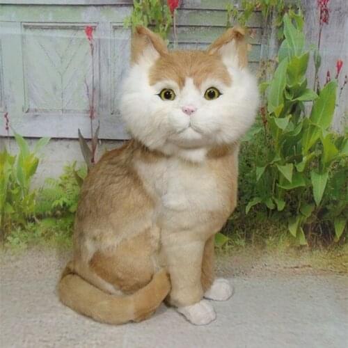 Big simulation sitting cat toy polyethylene & furs yellow cat model about 53x36cm 1733