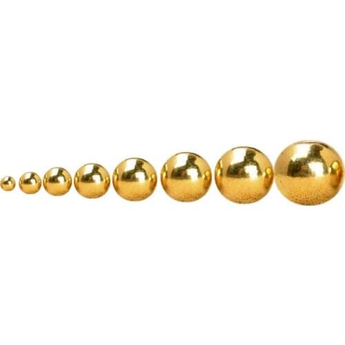 50 PCS 2.5mm 3mm 3.5mm 4mm 5mm 6mm 7mm 8mm 10mm 12mm 14mm Metal Raw Brass Round Beads DIY Hole Beads For Jewelry Making