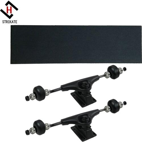 Black skateboard truck wheels kit with 83cm skateboard griptape ABEC-11 sliver bearing Combo