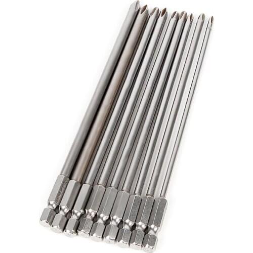 HOEN 9 Pieces Shank 1/4 inch S2 alloy steel 150mm Long Magnetic Hex for Cross Head Screwdriver Bits Set PH1 PH2 Screwdriver Head