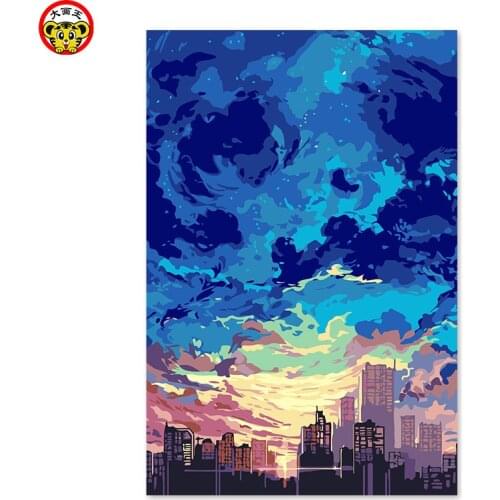 Painting by numbers art paint by number Beautiful sky, not the same, Meilun US Hwan Digital painting DIY, drawing on the cloth b