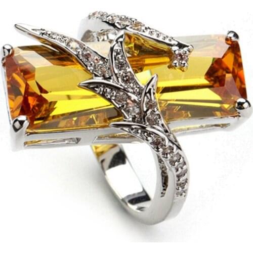 SHUNXUNZE Luxury Fashion Big Wedding Rings For Men And Women Recommend Yellow Rainbow Cubic Zirconia Rhodium Plated R560 R772