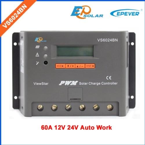 60A controller EPEVER Solar panels system Battery charger regulator LCD display Free Shipping 12V/24V VS6024BN PWM series