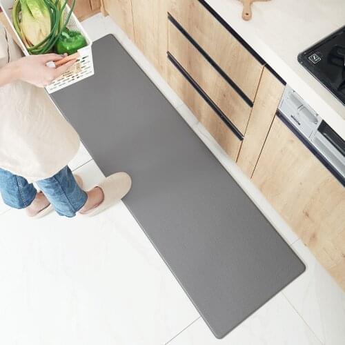 Kitchen Mat PU Leather Floor Mats Waterproof Oil Proof Anti Skid Plaid PVC Carpet Home Balcony Corridor Decor Entrance Doormat