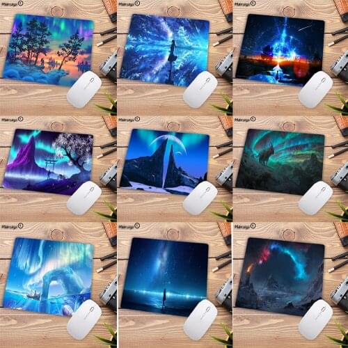 Mai Ruige 22X18CM Aurora Star Pattern Small Mouse Pad Laptop Office Mouse Pad Anti-Slip Gaming Mouse Pad Gaming Keyboard Carpet