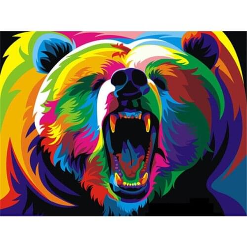 Colorful Animal Bear Poster Art Paintings Canvas Poster Print # Picture Home Decor Wall Art