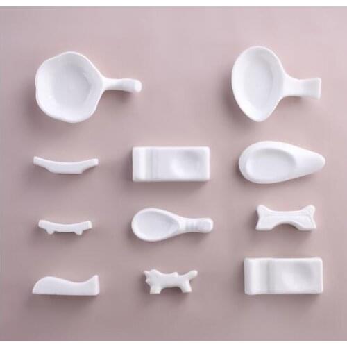 Creative white ceramic chopstick rack, spoon holder, sauce dish