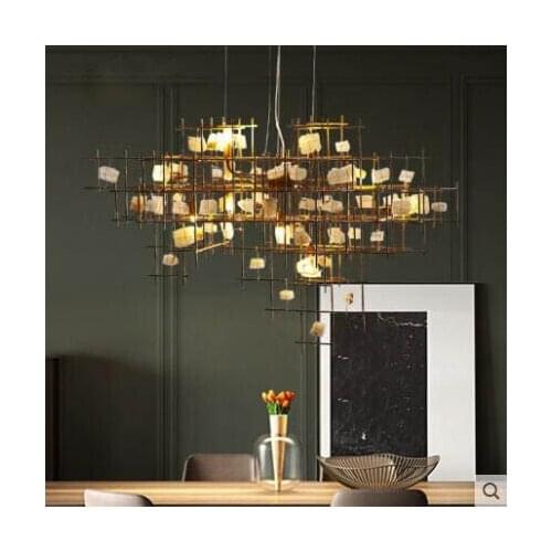Creative chandelier engineering bar restaurant model room personality bar chandelier imitation transparent Stone lamp