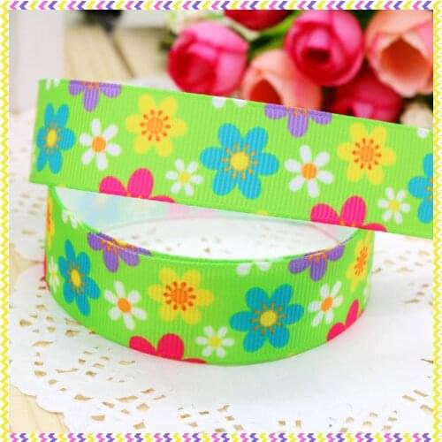 7/8'' Free shipping flowers printed grosgrain ribbon headwear hair bow diy party decoration wholesale OEM 22mm B761