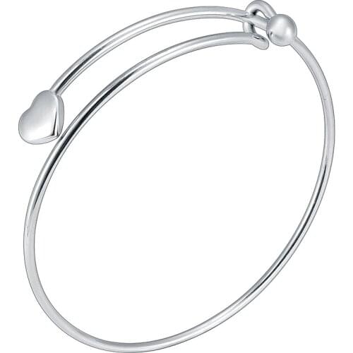 Hot Selling Twist Wire Bangle Trendy Stainless Steel Heart Charm Bracelet for Adult Teen Kids