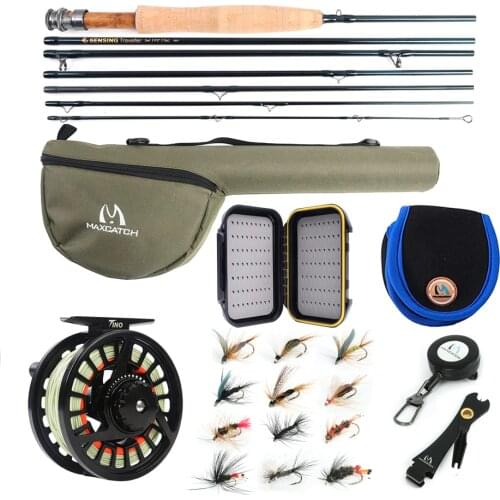 Maximumcatch 7-8Sec Travel Fly Fishing Rod Combo 5/6/7/8WT 9ft Graphite IM10/30T+36T Carbon Fiber Fly Rod with Reel Full Kit