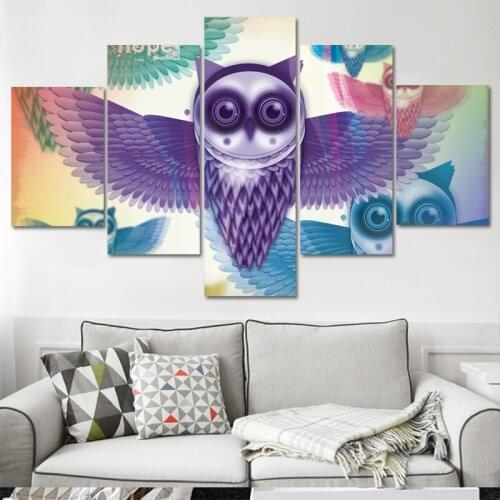 Modular HD Print Artwork owl Poster Home Decor Wall Art 5 Pieces Pictures Canvas Oil Painting for Bedroom livingroom framed