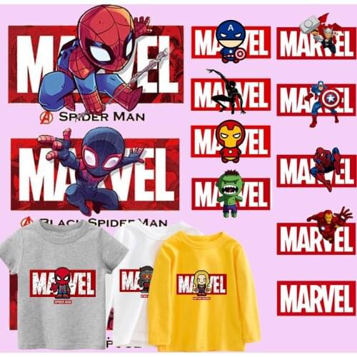 Marvel Patches Spiderman Captain America iron Man Ironing Hot Transfers Clothing Patch T-shirt Pants Clothing Sticker Decration