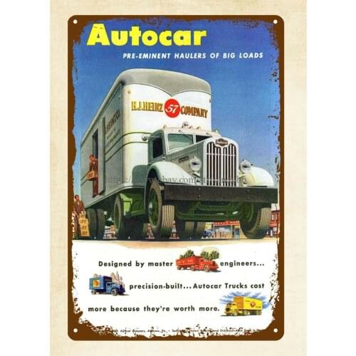 Bathroom wall decor 1946 Heinz 57 Autocar Tractor Trailer metal tin sign